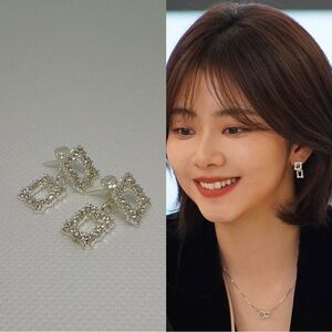 NEW women’s Glass Mosaic Zinc Earrings, 925 Sterling Silver